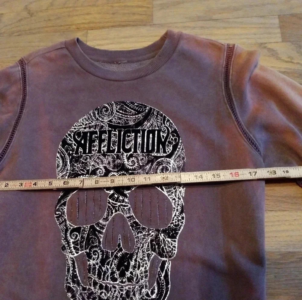 Affliction Live Fast Sugar Skull Sweater Crewneck Women's Small - Picture 4 of 12